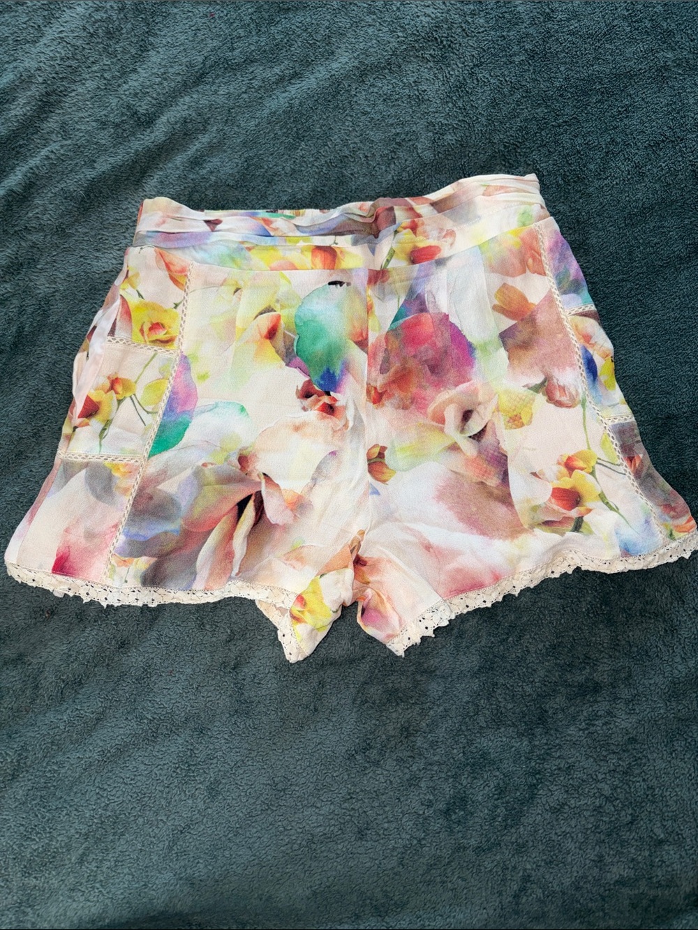 Willow & Clay Pastel Watercolor Floral High-Waist Shorts